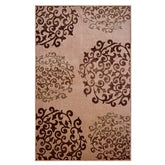 Amber Floral Scroll Medallion Non-Slip Washable Indoor Area Rug or Runner