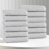 Amelia Cotton Blend Diagonal Ribbed Face Towels Washcloths, Set of 12