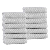 Amelia Cotton Blend Diagonal Ribbed Face Towels Washcloths, Set of 12