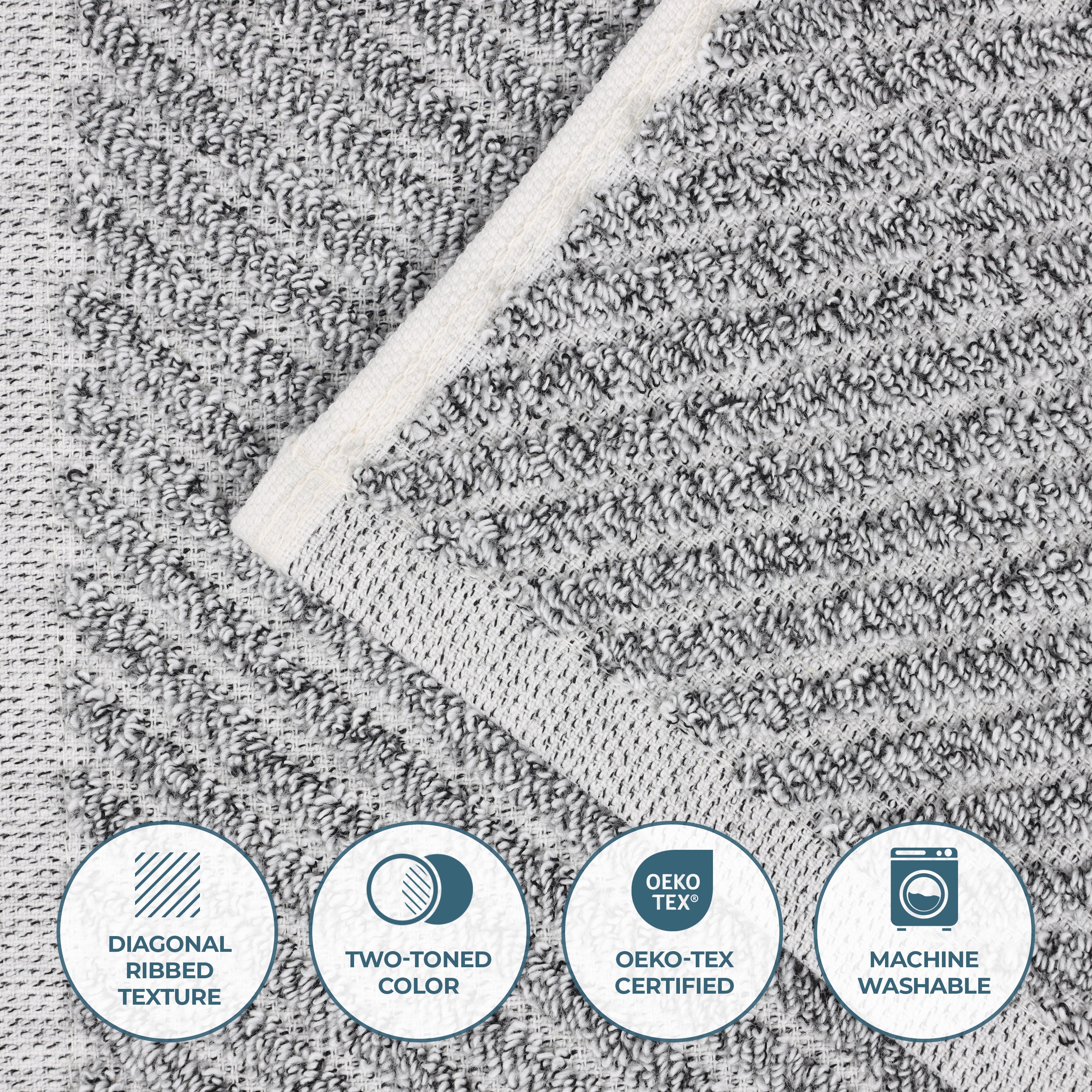 Amelia Cotton Blend Textured Diagonal Ribbed 12 Piece Towel Set