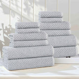 Amelia Cotton Blend Textured Diagonal Ribbed 12 Piece Towel Set