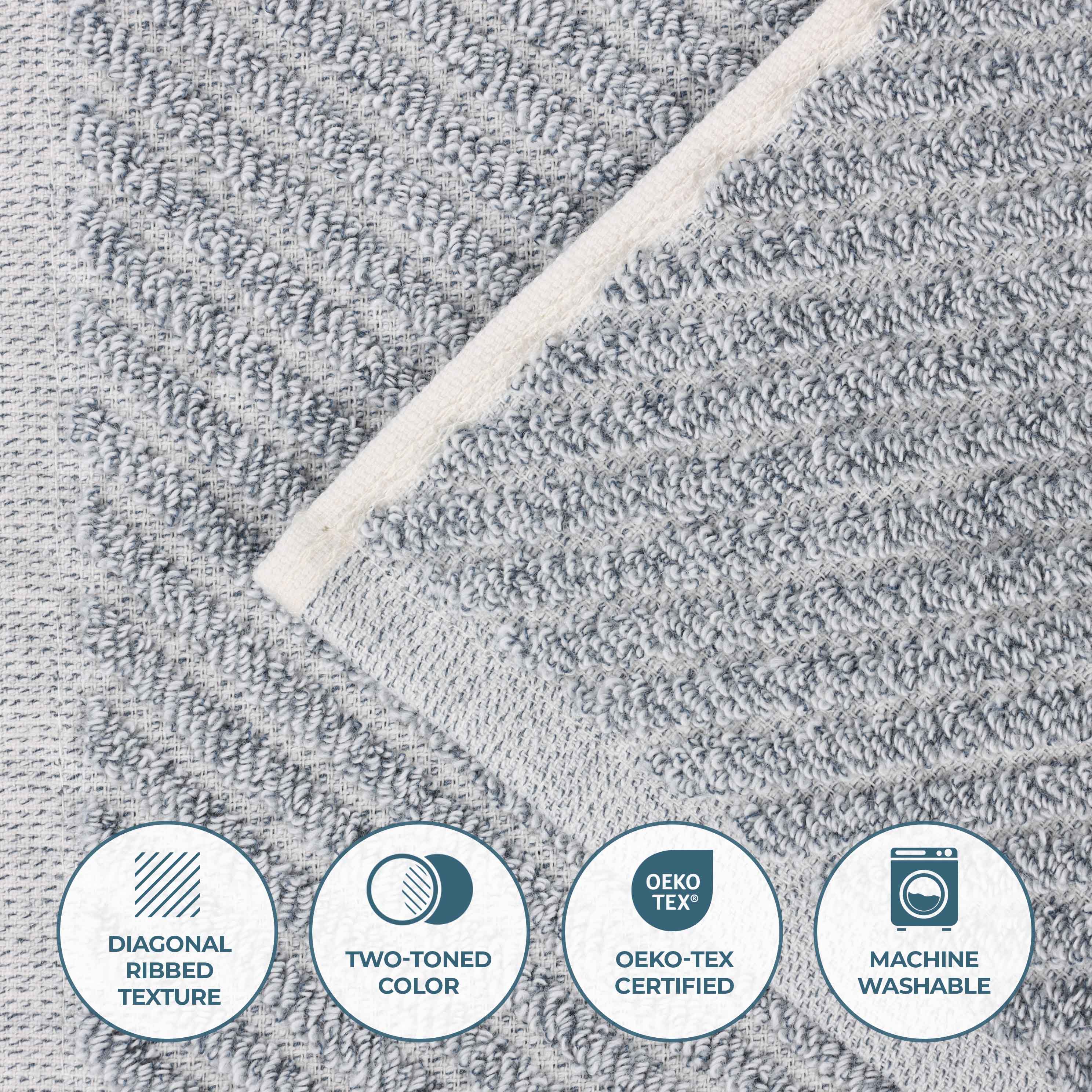 Amelia Cotton Blend Textured Diagonal Ribbed 12 Piece Towel Set