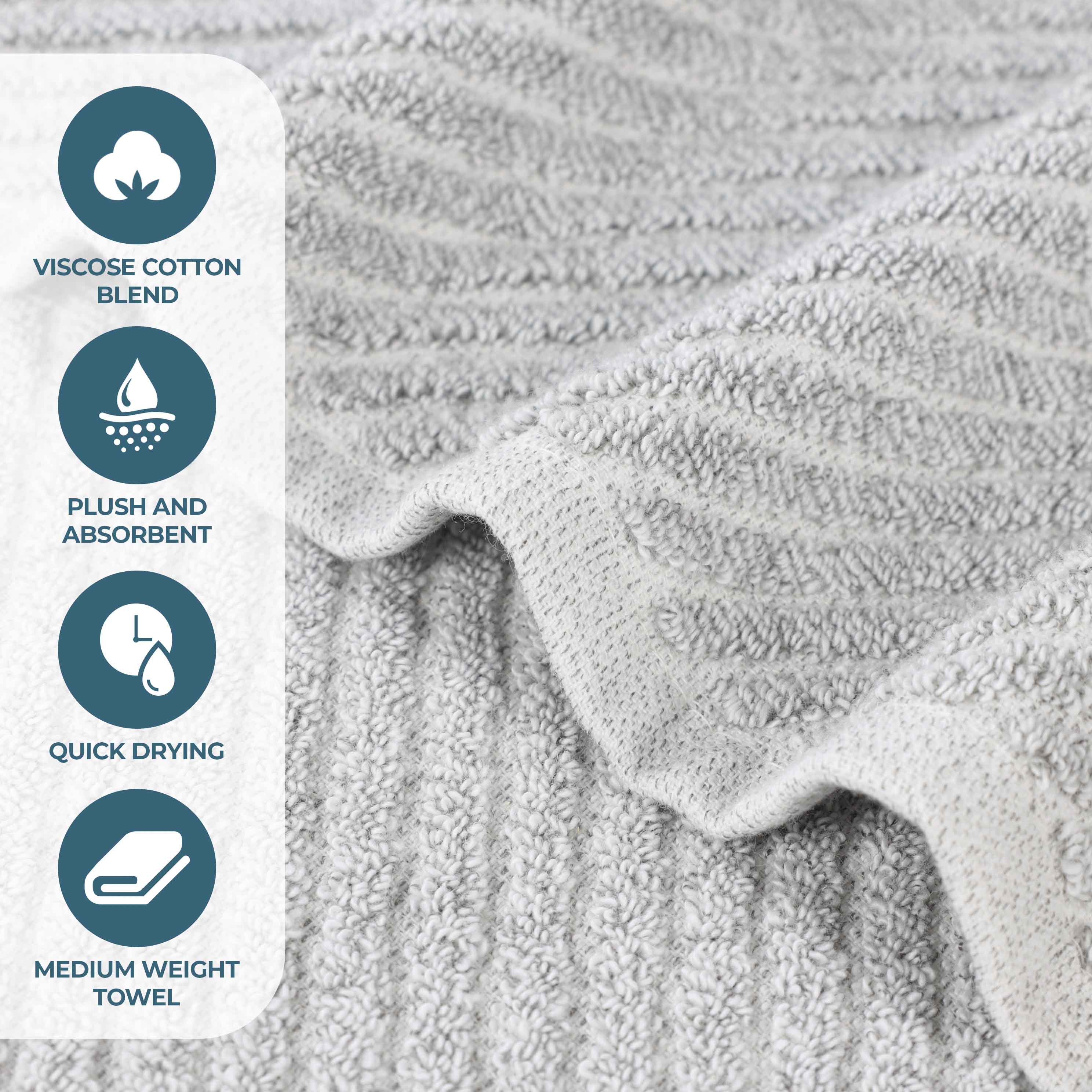 Amelia Cotton Blend Textured Diagonal Ribbed 12 Piece Towel Set