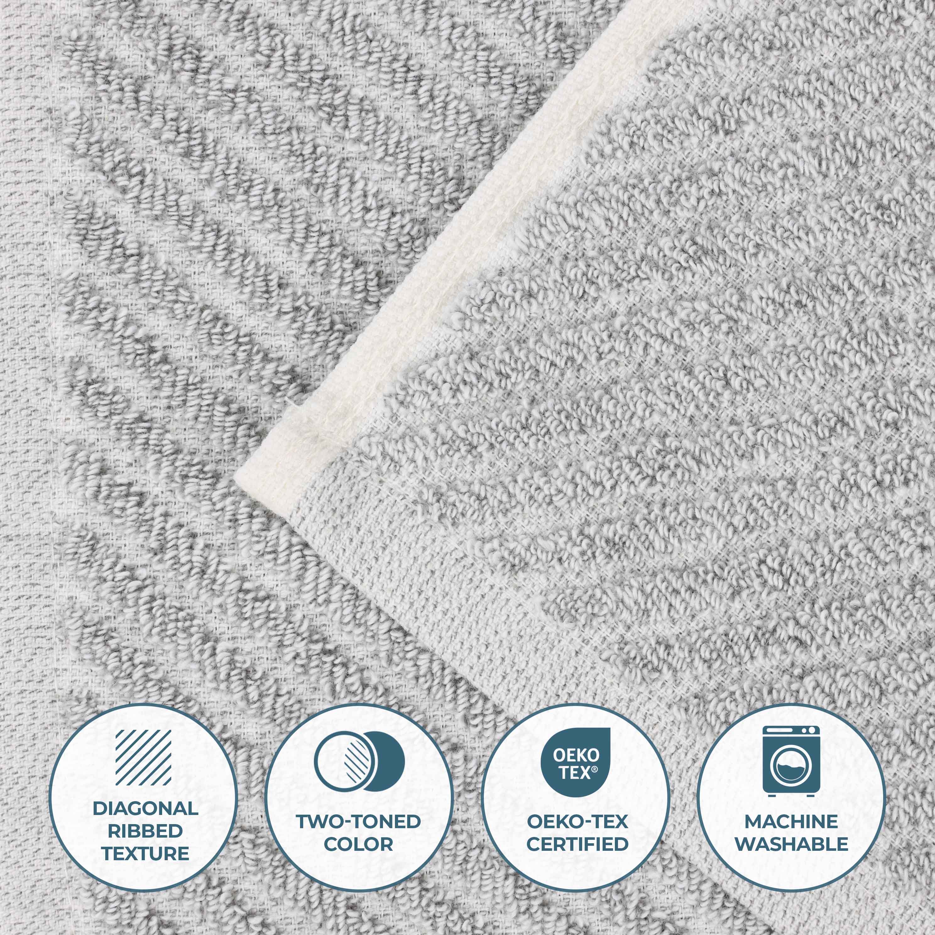 Amelia Cotton Blend Textured Diagonal Ribbed 12 Piece Towel Set