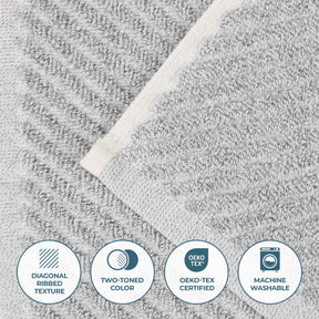 Amelia Cotton Blend Textured Diagonal Ribbed 12 Piece Towel Set