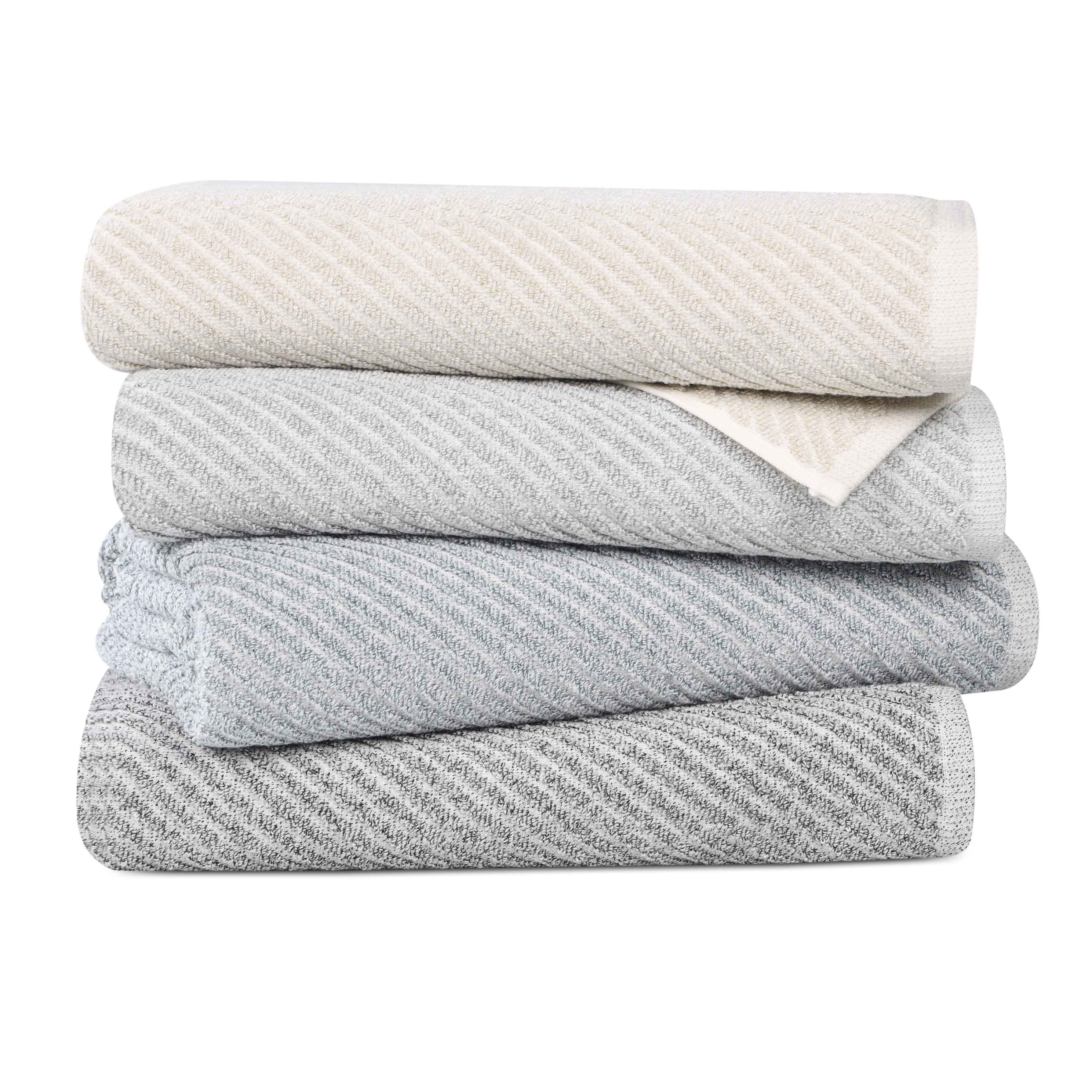 Amelia Cotton Blend Textured Diagonal Ribbed 12 Piece Towel Set