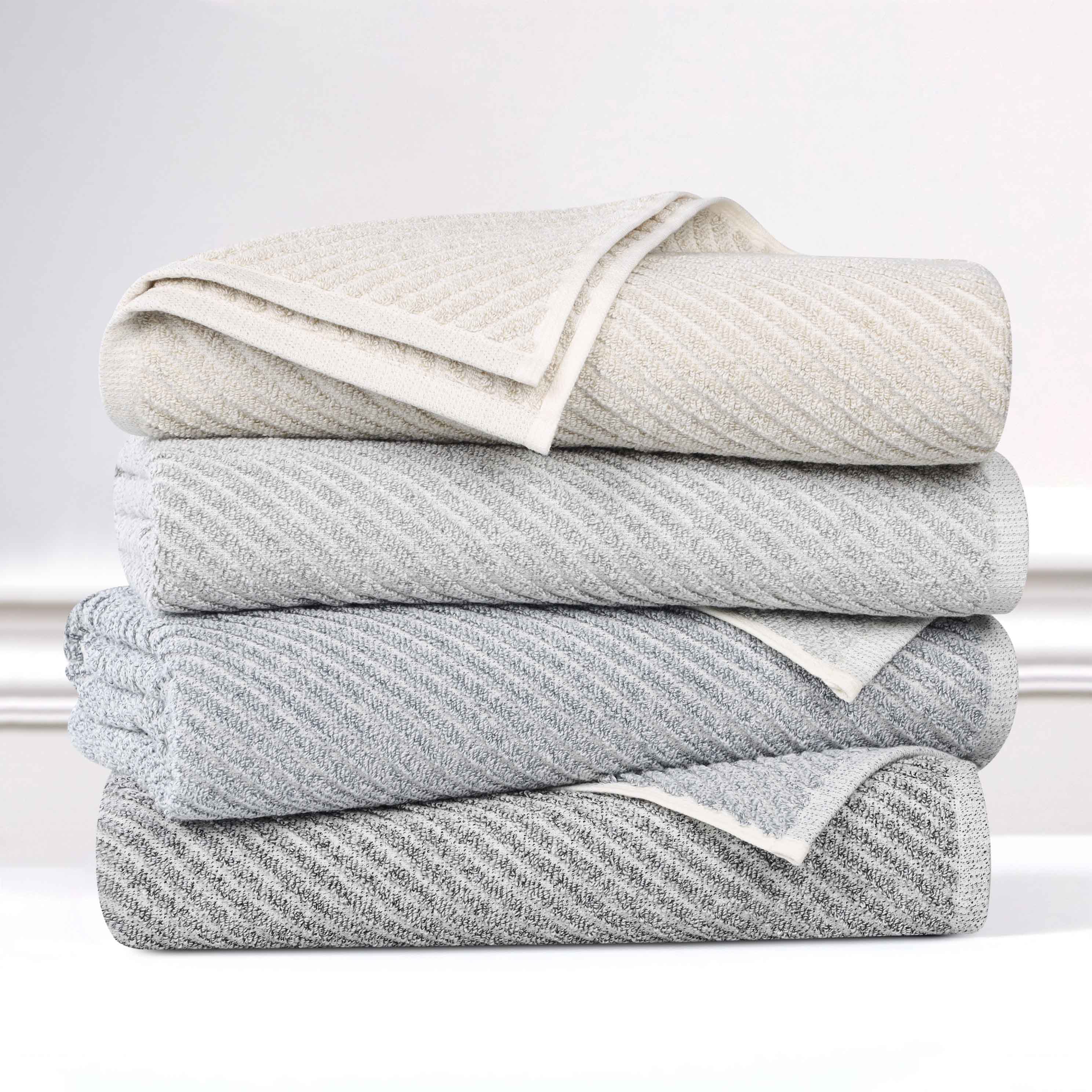 Amelia Cotton Blend Textured Diagonal Ribbed 12 Piece Towel Set
