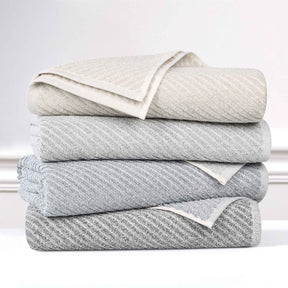 Amelia Cotton Blend Textured Diagonal Ribbed 12 Piece Towel Set