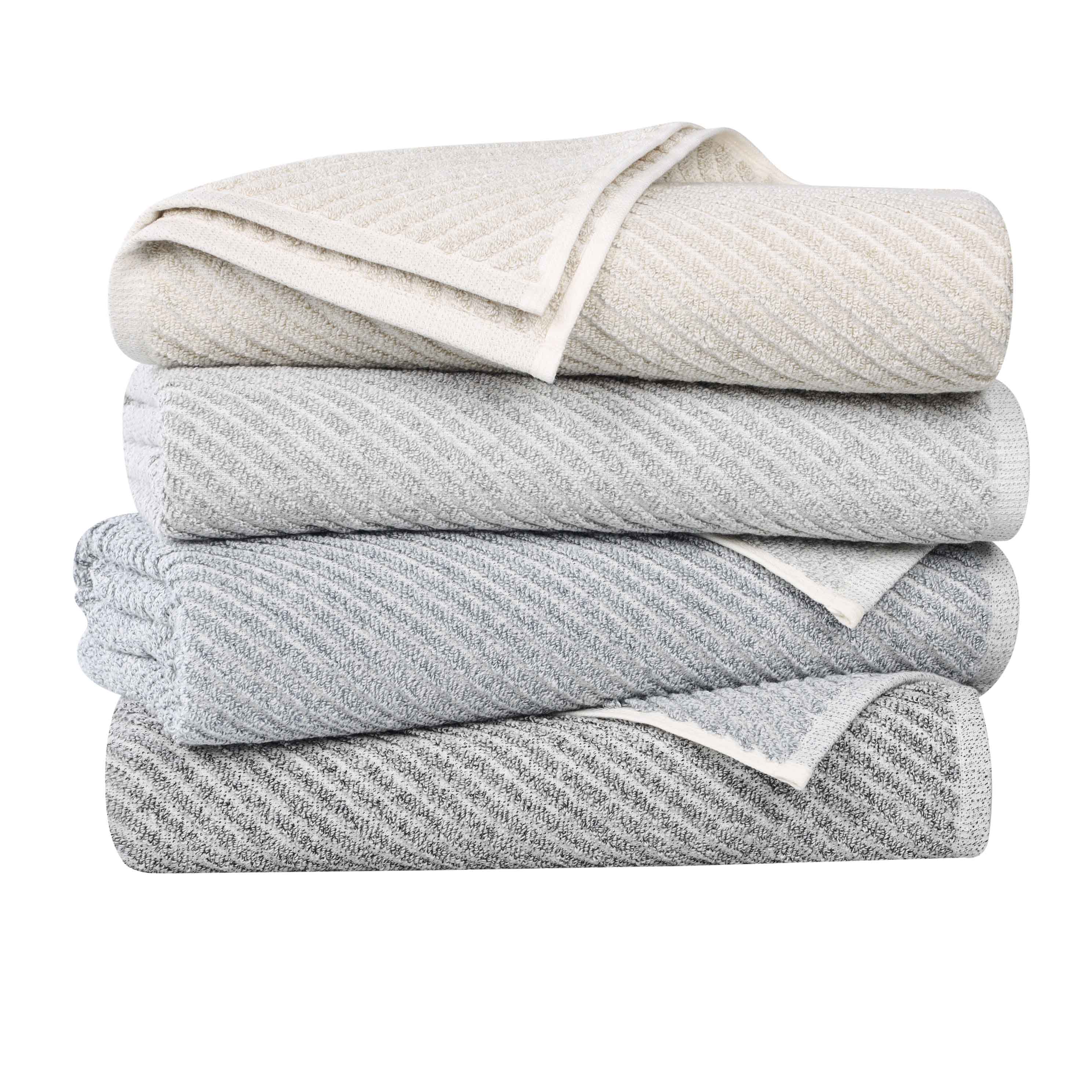 Amelia Cotton Blend Textured Diagonal Ribbed 12 Piece Towel Set