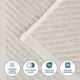 Amelia Cotton Blend Textured Diagonal Ribbed 12 Piece Towel Set