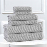 Amelia Cotton Blend Textured Diagonal Ribbed 6 Piece Towel Set