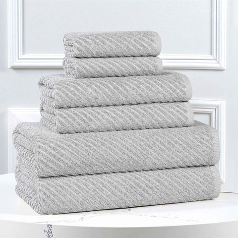 Amelia Cotton Blend Textured Diagonal Ribbed 6 Piece Towel Set