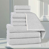 Amelia Cotton Blend Textured Diagonal Ribbed 9 Piece Towel Set