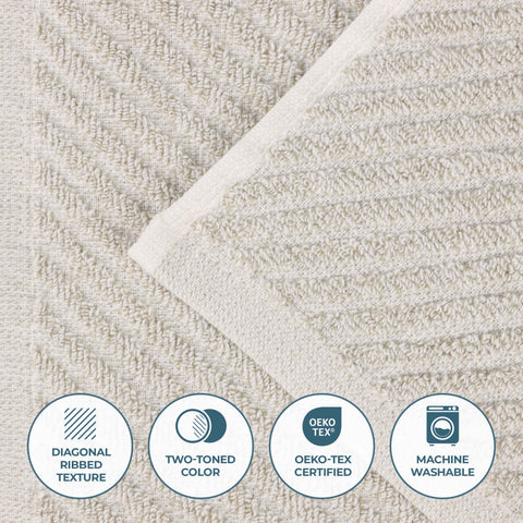 Amelia Cotton Blend Textured Diagonal Ribbed 9 Piece Towel Set