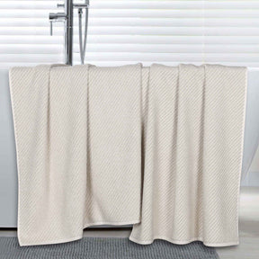Amelia Cotton Blend Textured Diagonal Ribbed Bath Sheets, Set of 2
