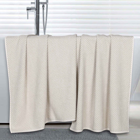 Amelia Cotton Blend Textured Diagonal Ribbed Bath Sheets, Set of 2