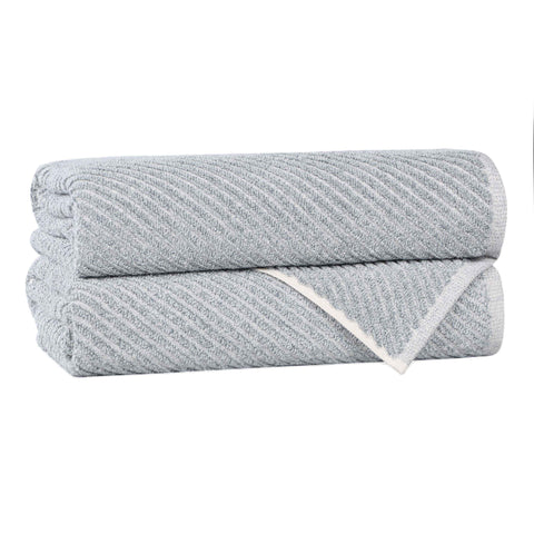 Cotton Blend Diagonal Rib Bath Towel Set of 2