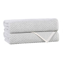 Amelia Cotton Blend Textured Diagonal Ribbed Bath Towels, Set of 2