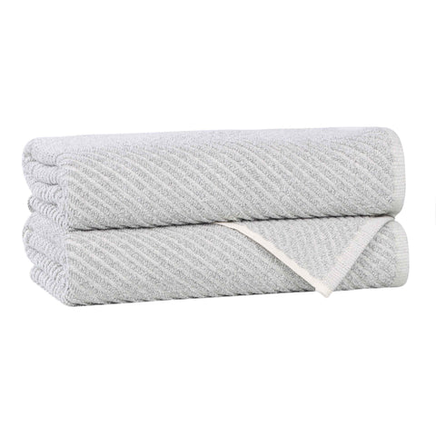 Cotton Blend Diagonal Rib Bath Towel Set of 2