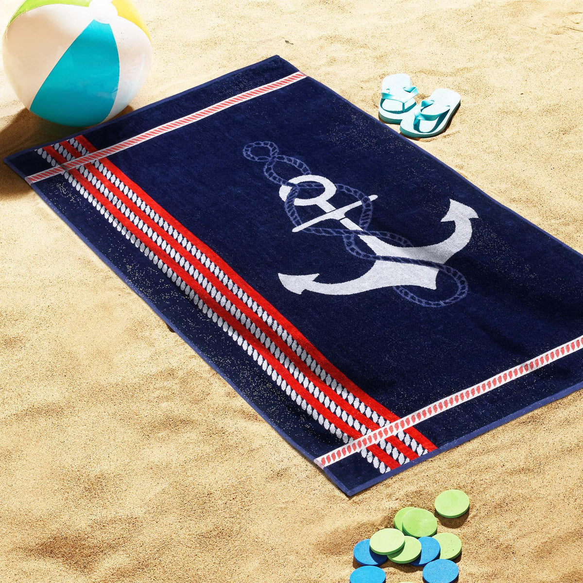 Anchor Cotton Oversized 2 Piece Beach Towel Set