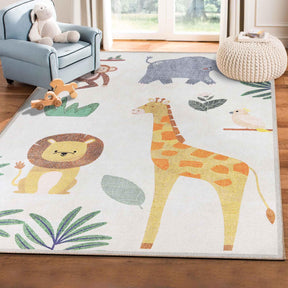 Animal Safari Non-Slip Kids Playroom Indoor Area Rug