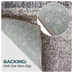 Ara Brushed Patchwork Non-Slip Washable Indoor Area Rug or Runner