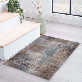 Ara Brushed Patchwork Non-Slip Washable Indoor Area Rug or Runner