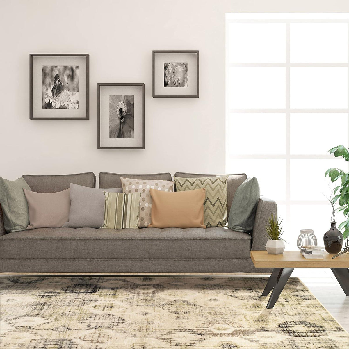 Arabella Distressed Retro Geometric Large Area Rugs or Runner Rug