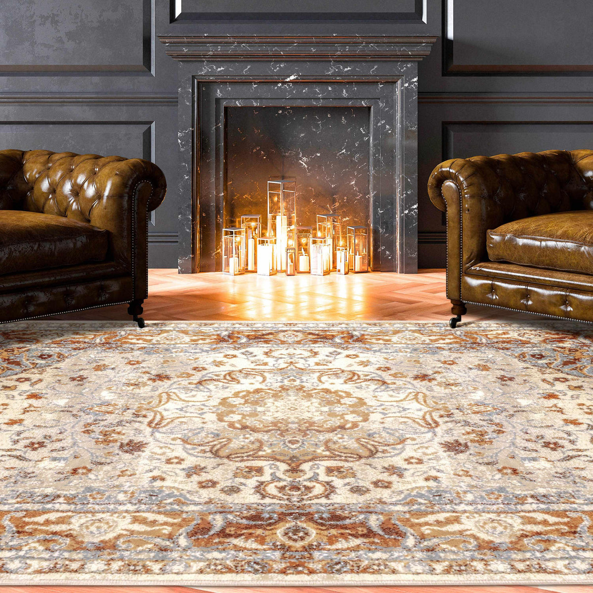Archibold Vintage Inspired Traditional Medallion Area Rug or Runner