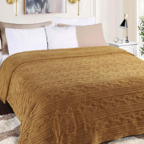 Fleece Blanket – Arctic Boho Knit Jacquard - Plush, Cozy Warmth