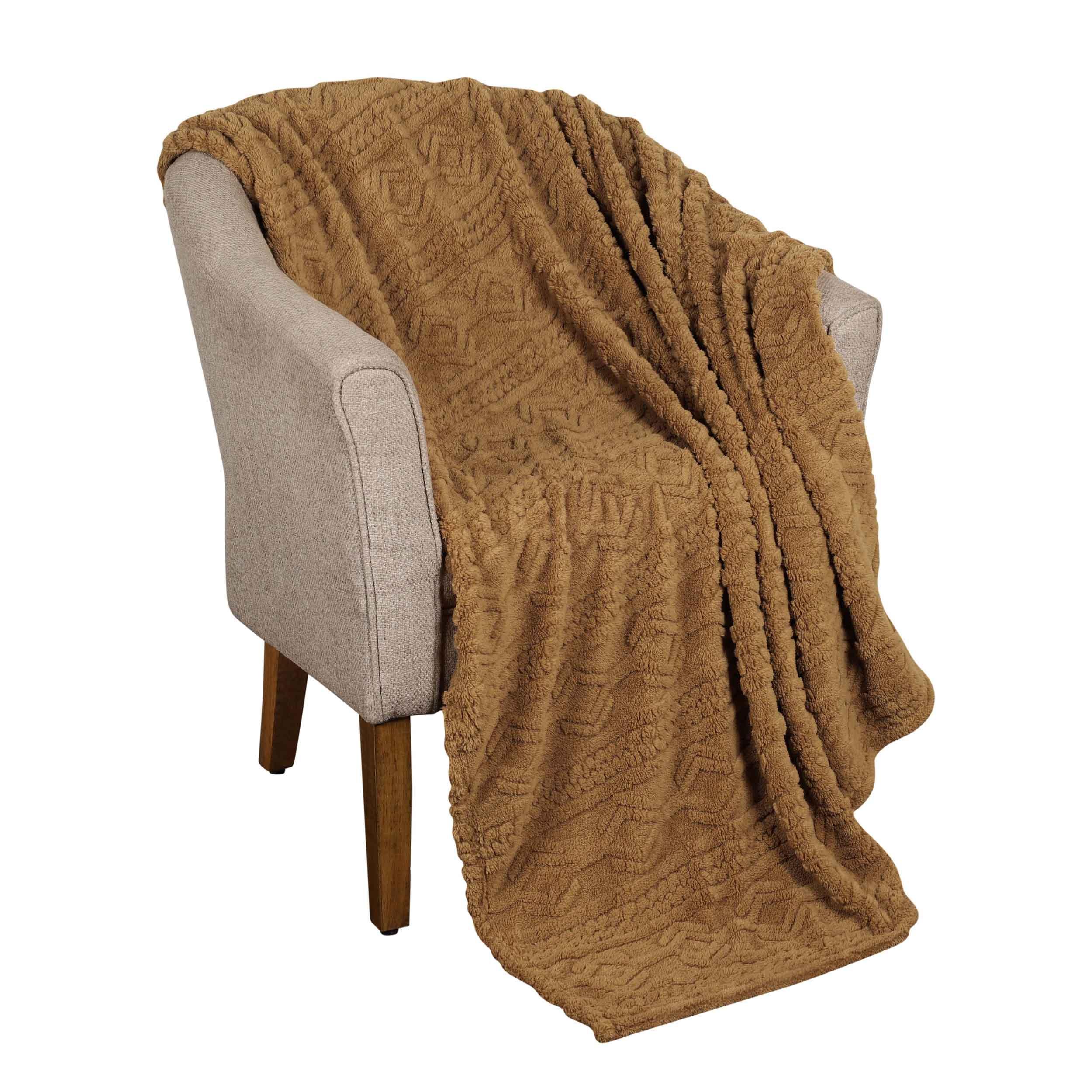 Arctic Boho Knit Jacquard Fleece Plush Medium Weight Fluffy Blanket