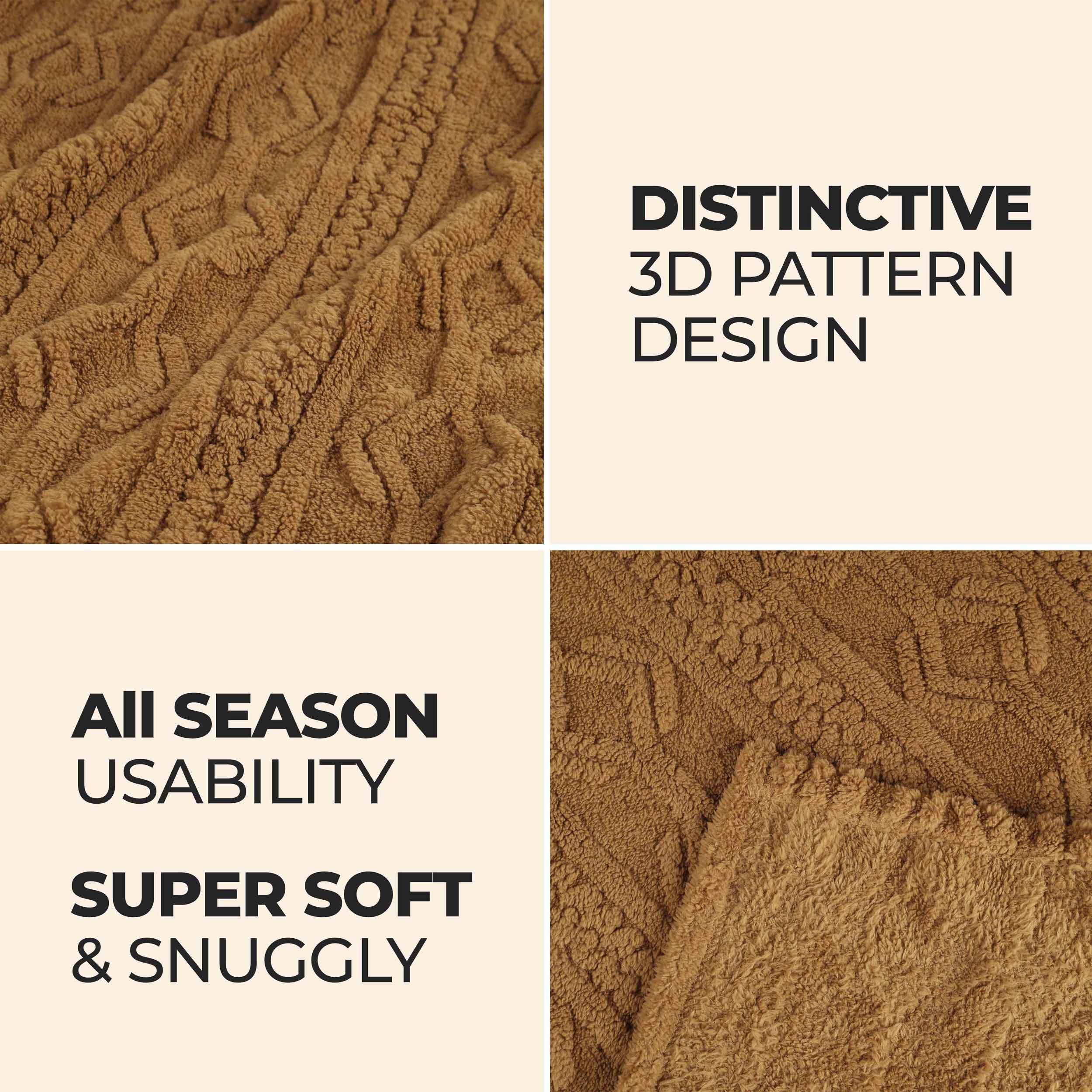 Arctic Boho Knit Jacquard Fleece Plush Medium Weight Fluffy Blanket
