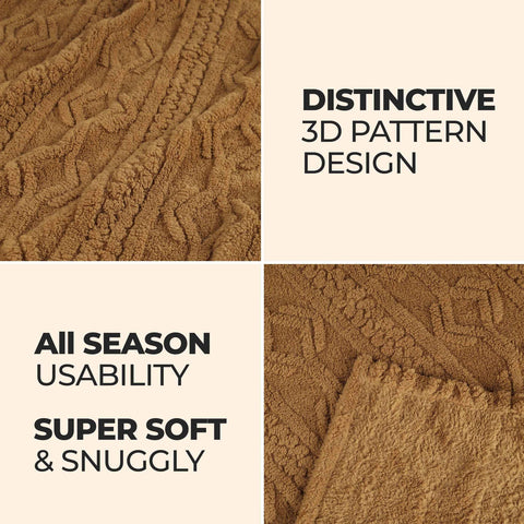 Fleece Blanket – Arctic Boho Knit Jacquard - Plush, Cozy Warmth