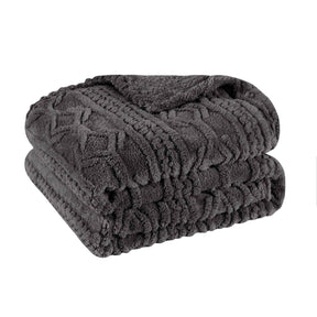 Arctic Boho Knit Jacquard Fleece Plush Medium Weight Fluffy Blanket
