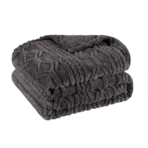 Fleece Blanket – Arctic Boho Knit Jacquard - Plush, Cozy Warmth