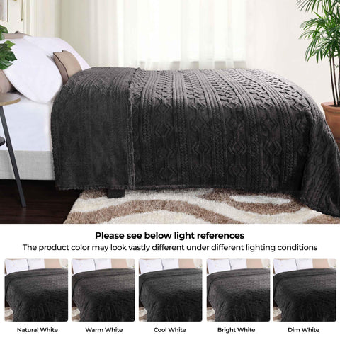 Fleece Blanket – Arctic Boho Knit Jacquard - Plush, Cozy Warmth