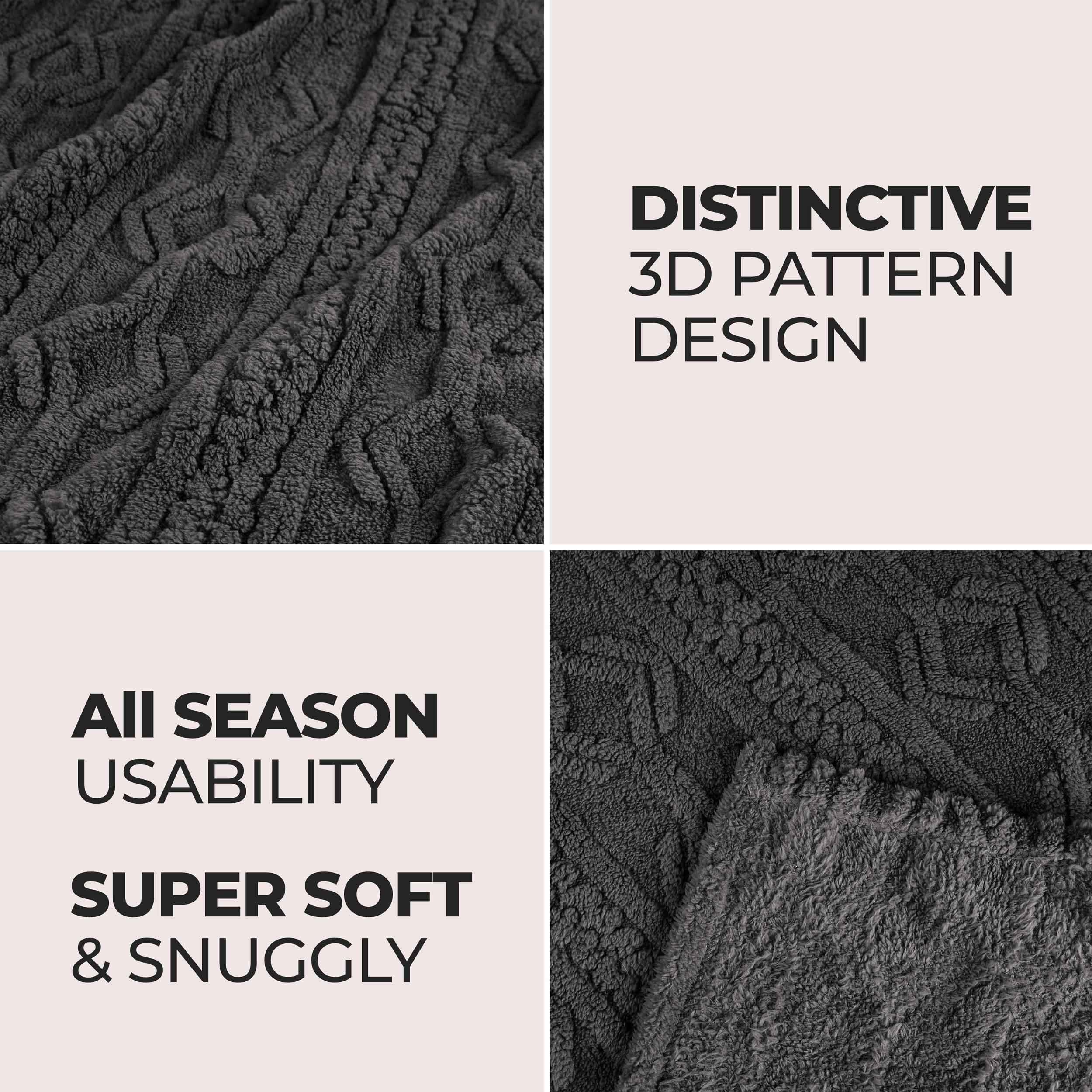 Arctic Boho Knit Jacquard Fleece Plush Medium Weight Fluffy Blanket