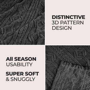 Arctic Boho Knit Jacquard Fleece Plush Medium Weight Fluffy Blanket