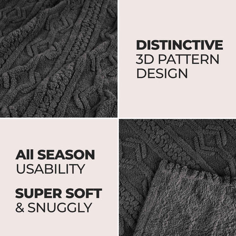 Fleece Blanket – Arctic Boho Knit Jacquard - Plush, Cozy Warmth