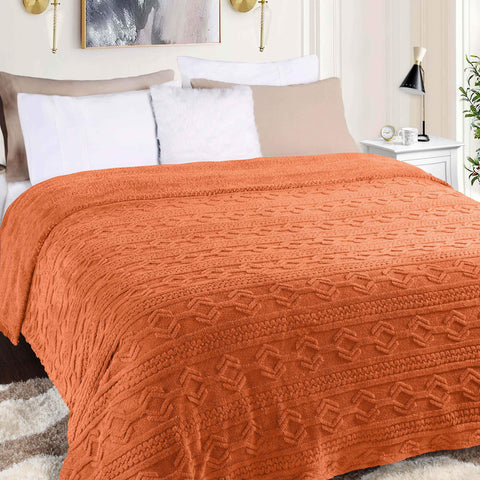 Fleece Blanket – Arctic Boho Knit Jacquard - Plush, Cozy Warmth