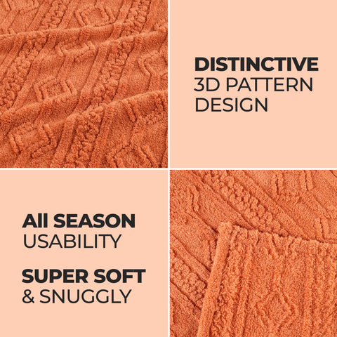 Fleece Blanket – Arctic Boho Knit Jacquard - Plush, Cozy Warmth