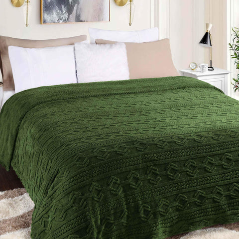 Fleece Blanket – Arctic Boho Knit Jacquard - Plush, Cozy Warmth