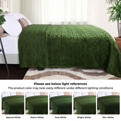 Fleece Blanket – Arctic Boho Knit Jacquard - Plush, Cozy Warmth
