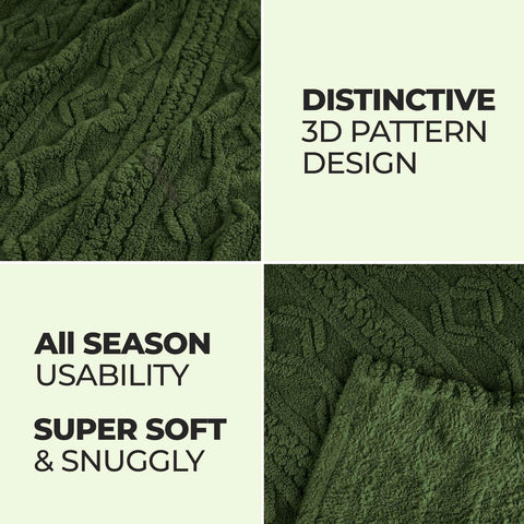 Fleece Blanket – Arctic Boho Knit Jacquard - Plush, Cozy Warmth