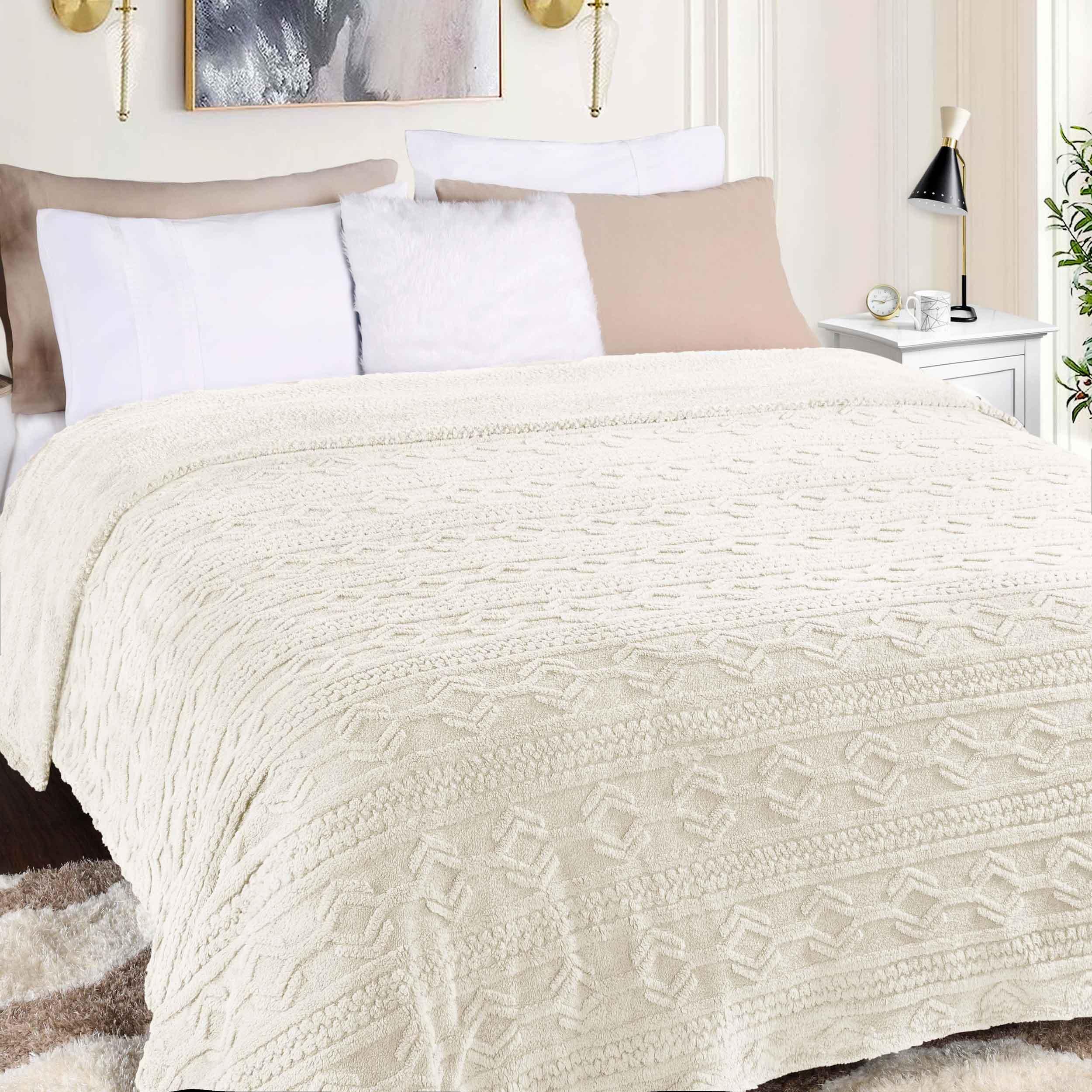 Arctic Boho Knit Jacquard Fleece Plush Medium Weight Fluffy Blanket