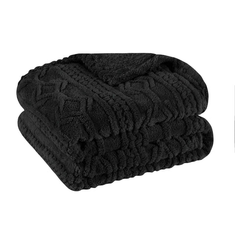 Fleece Blanket – Arctic Boho Knit Jacquard - Plush, Cozy Warmth