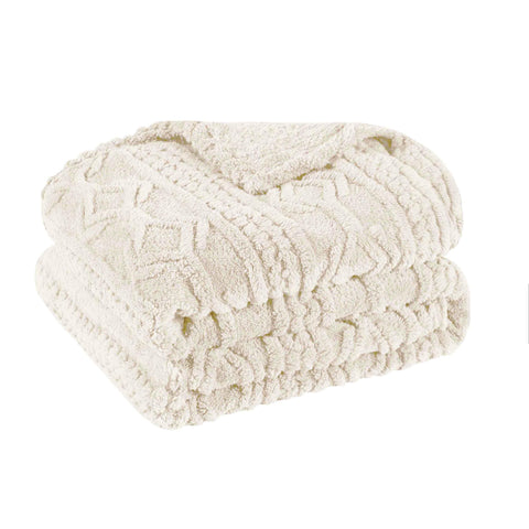 Fleece Blanket – Arctic Boho Knit Jacquard - Plush, Cozy Warmth