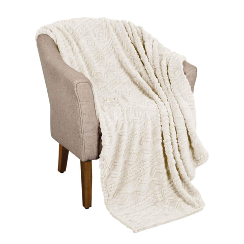 Fleece Blanket – Arctic Boho Knit Jacquard - Plush, Cozy Warmth