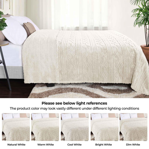 Fleece Blanket – Arctic Boho Knit Jacquard - Plush, Cozy Warmth
