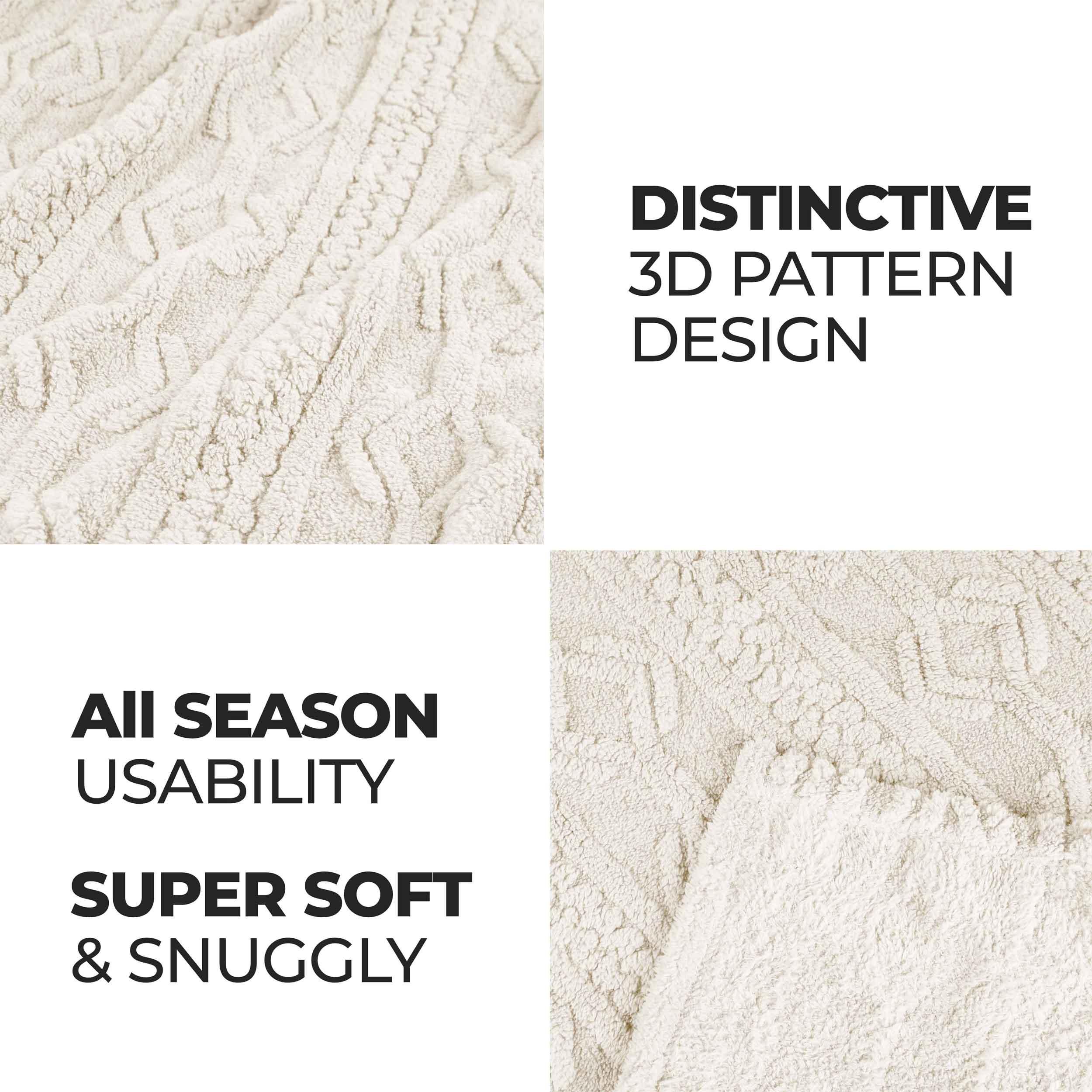 Arctic Boho Knit Jacquard Fleece Plush Medium Weight Fluffy Blanket
